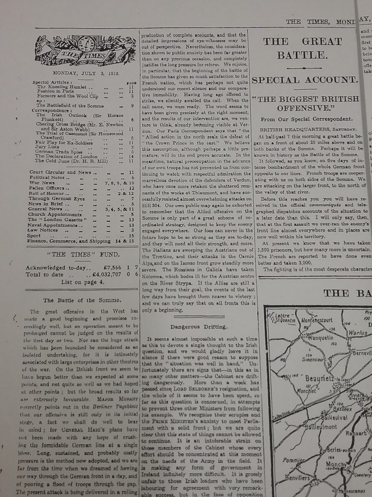 The Times, Monday July 3, 1916