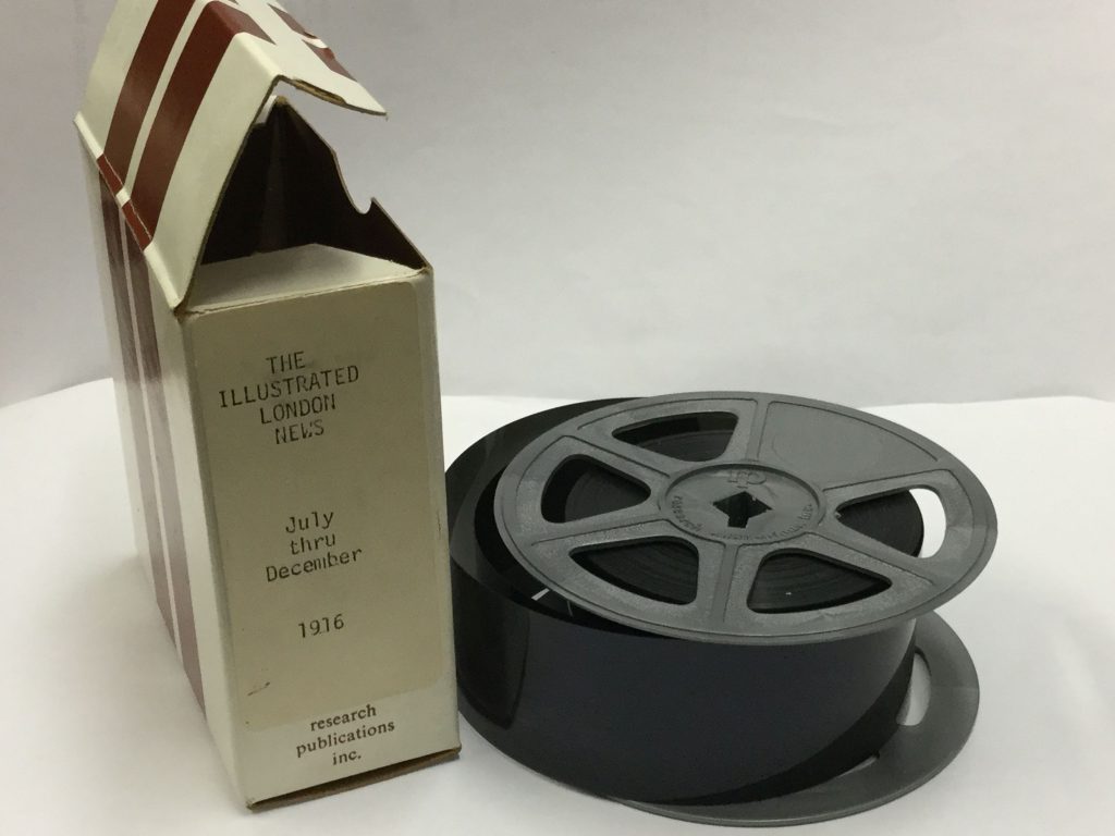 Illustrated London News microfilm box and reel