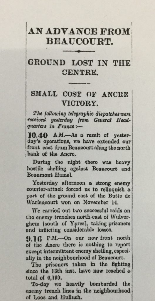 The Times Sat 18th Nov 1916