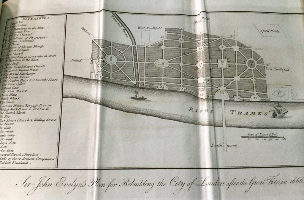 Sir John Evelyn's plan for rebuilding the City of London after the Great Fire in 1666