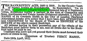 The Times 29 Apr 1912 bankruptcy notice