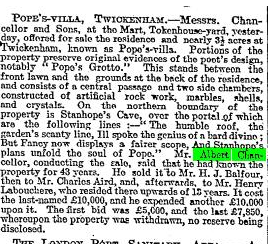 The Times 30 Oct 1907 Sale of Pope's Villa